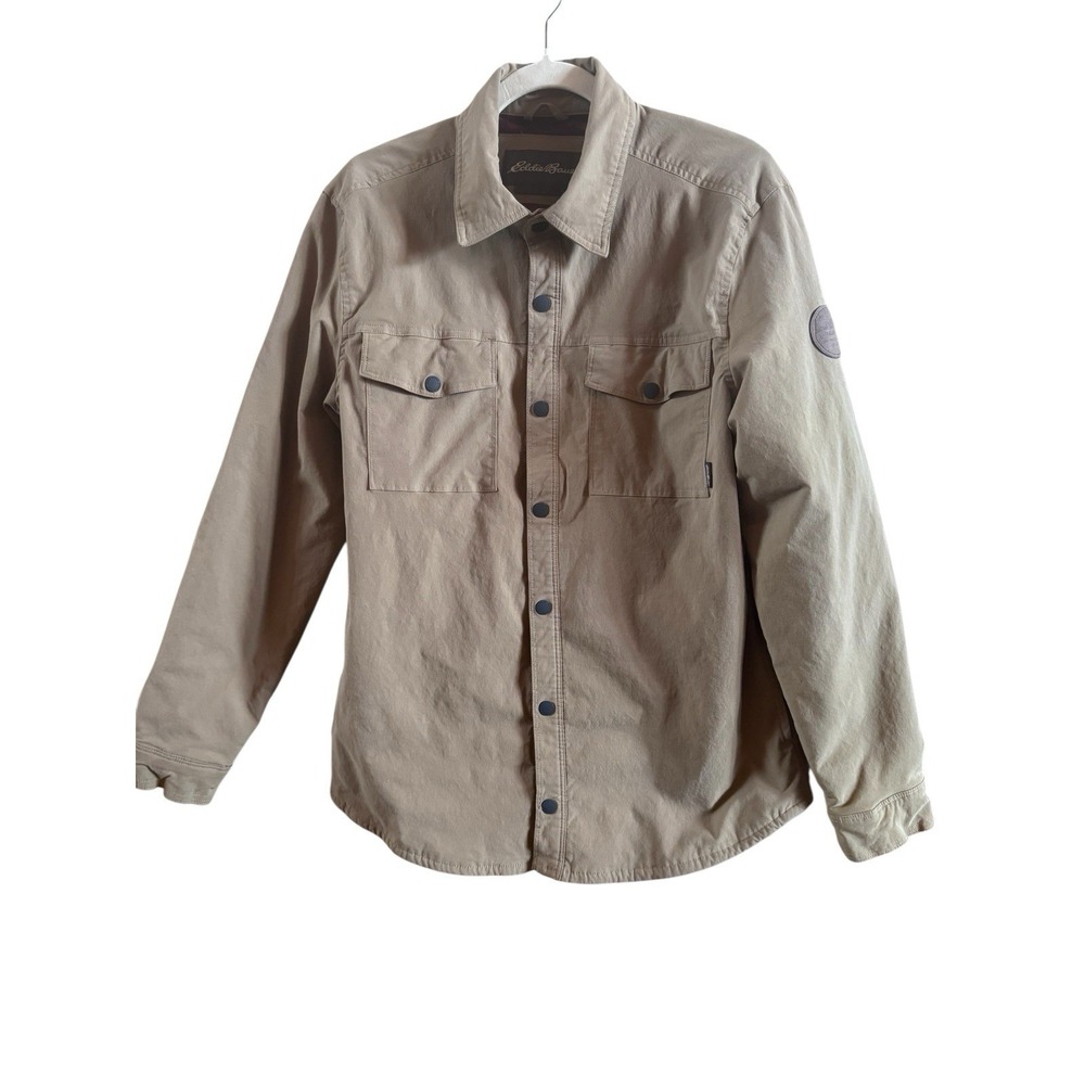 Eddie Bauer Tan Men's Size Large Fleece Aztec Blanket Snap Shirt‎ Jacket Western